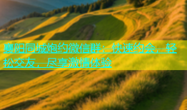 襄阳同城炮约微信群：快速约会，轻松交友，尽享激情体验